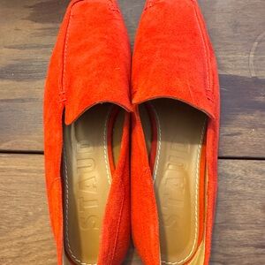 STAUD Women's Bright Red Suede Loafer
